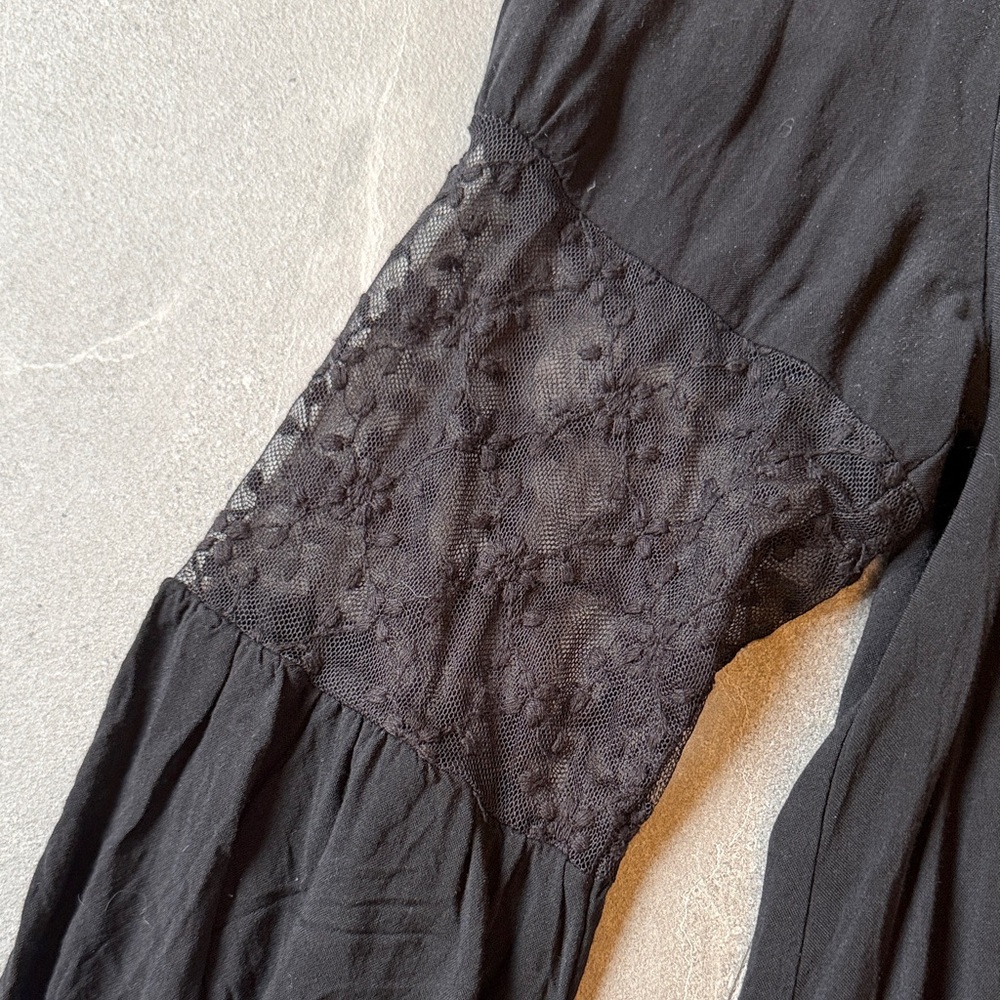 painted threads Black Lace Trim V-Neck Tunic - Picture 6 of 6